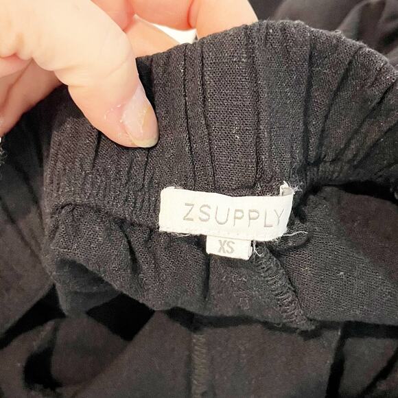 Z Supply High Rise Wide Leg Farrah Linen Blend Pants Trousers Black XS - Picture 3 of 10